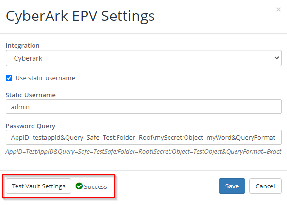Configure CyberArk EPV Settings