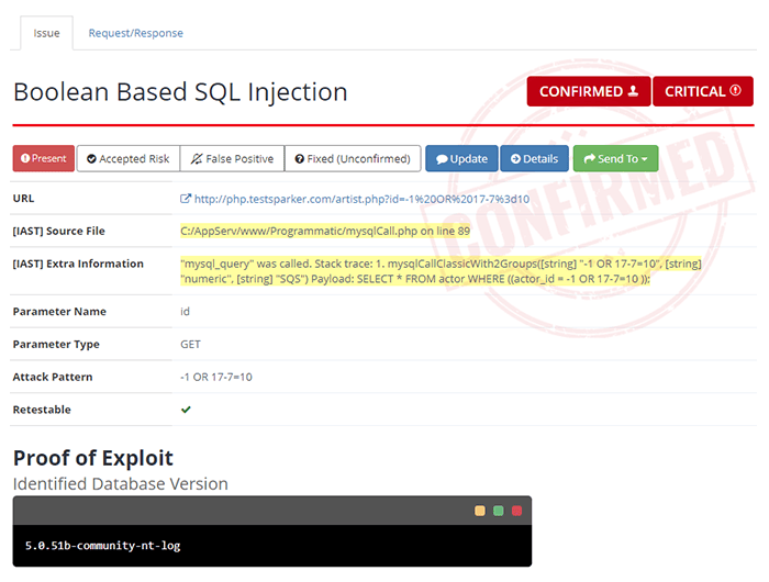 Proof of Exploit for a Boolean Based SQL Injection Vulnerability