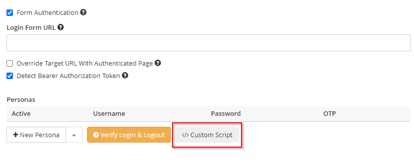 Custom Script button in Invicti Enterprise